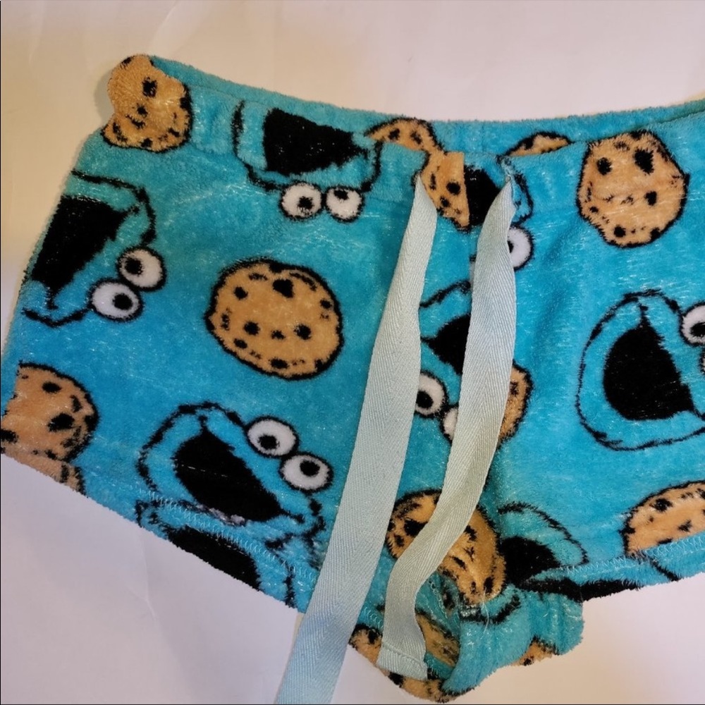 Sesame Street - Cookie Monster Fuzzy Blue Lounge Around Shorts NWOT